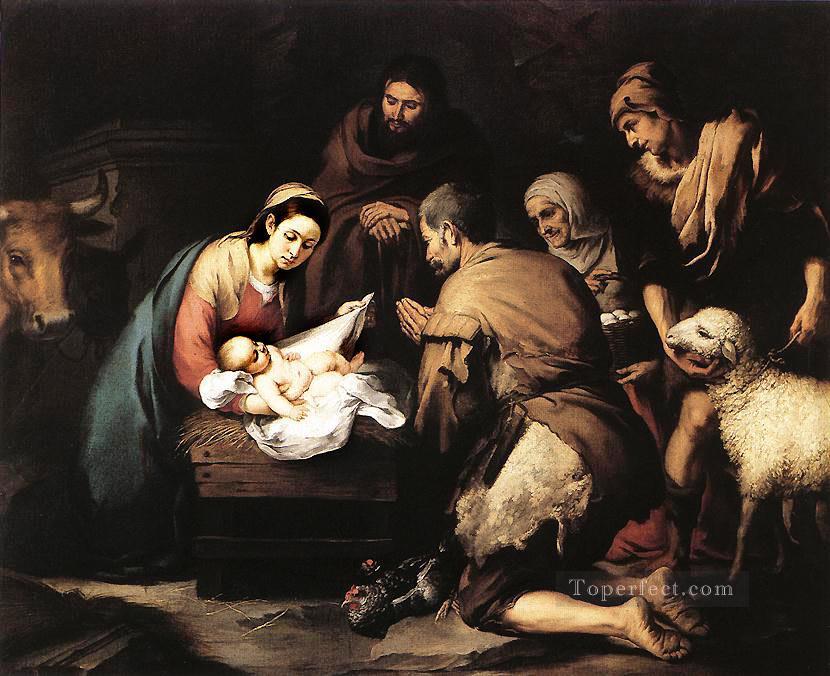 Adoration of the Shepherds Spanish Baroque Bartolome Esteban Murillo Oil Paintings
